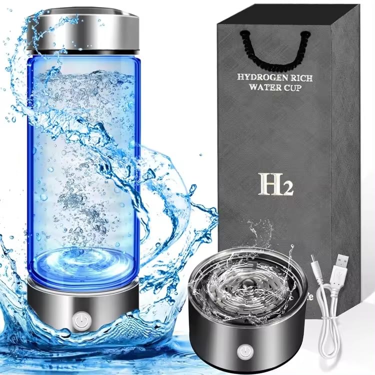 hydrogen water bottle generator – portable spe/pem ionizer for enhanced hydration, energy & recovery – rechargeable water machine for gym, travel – premium gift box included