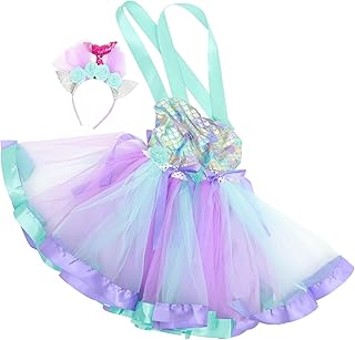 Vestir 1 Conjunto Vestido Poliéster Meninas Sereia Traje Saia Para Meninas Menina Festa Sereia Traje Favor De Festa Menina Traje Sereia Saia Cosplay Roupas Menina