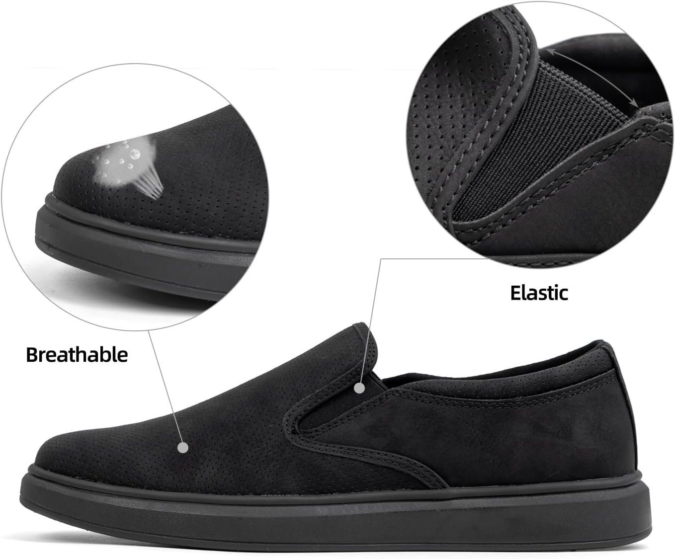 VJH confort Men's Slip-on Loafers Sneakers Mesh Breathable Elastic Casual Comfortable Fashion Work Shoes
