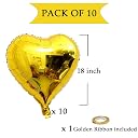 AMFIN® (Pack of 10) 18 Inch Heart Shaped Balloons - Gold Foil Heart Balloons for Decoration gallery image
