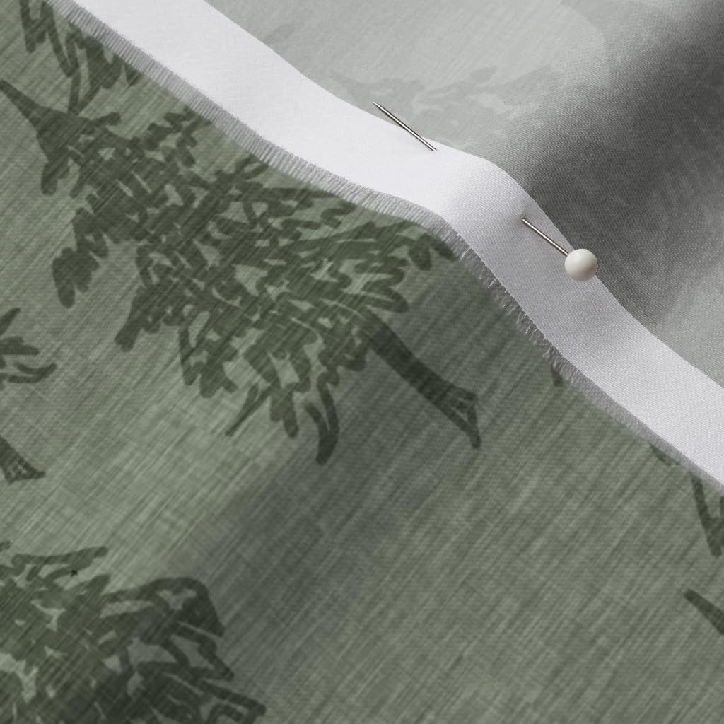 Spoonflower Fabric - Small Trees Fern Forest Woodland Pine Green Tree Printed on Organic Cotton Sateen Fabric by The Yard - Sewing Quilting Apparel Home Decor