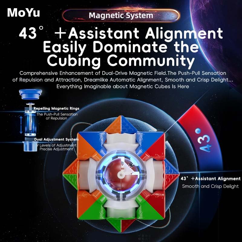 Moyu WeiLong WRM V9 SpeedCube MagLev 20 Aimant Ball Core MagLev Full Positioning 3 x 3 Cube magique, Dual Adjustment SpeedCube, Magnetic Master Stickerless Magic Cube, Deal Puzzle Game for Speed Cuber
