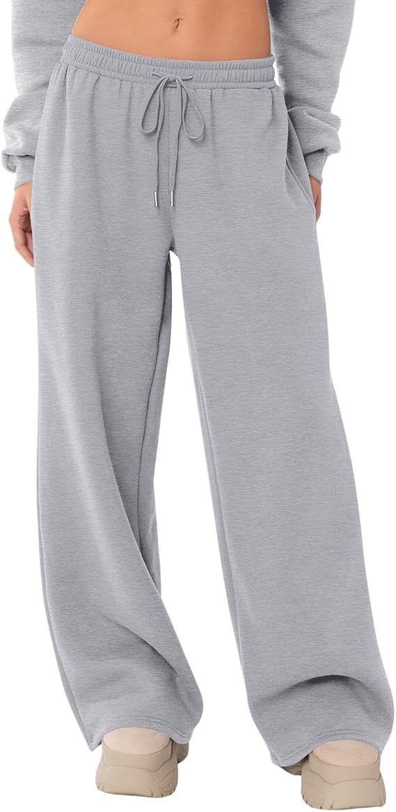 Pants Women Wide Leg High Waisted Drawstring Workout Sweatpants Winter Sweatpants Outdoor Joggers Trouser with Pockets