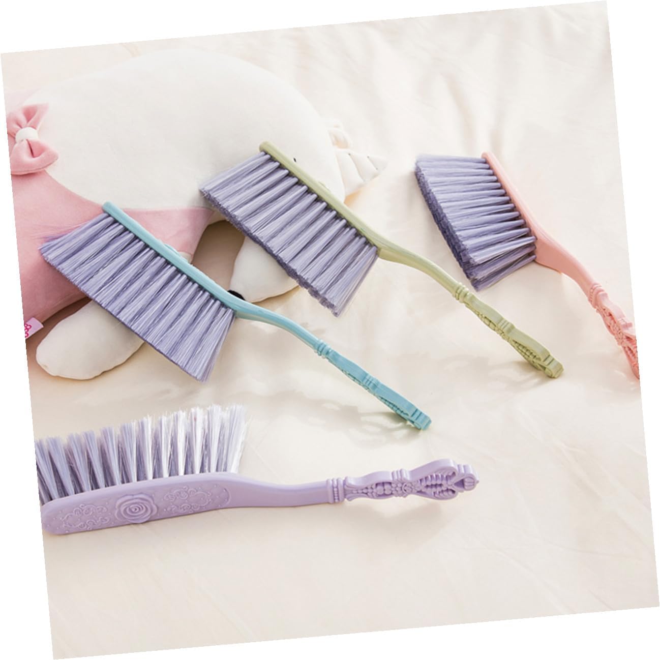 6pcs Thick Hollow-Handle Bed and Sofa Cleaning Brushes, Soft Bristle Dusting Tool Set for Household Furniture Cleaning, Multi-Color Blue Green Pink for Home Use image 2