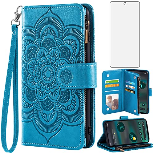 Coque portefeuille Google Pixel 6A anti-choc avec vitre de protection