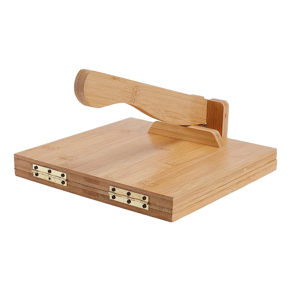 FINGERINSPIRE Presse à Tortillas 25CM Carré en Bambou Presseur Mexicain Tortillera en Bois Naturel pour Fabrication de Tortilla de Maïs Facile à Nettoyer pour Tortillas Tacos Mexicains Maison