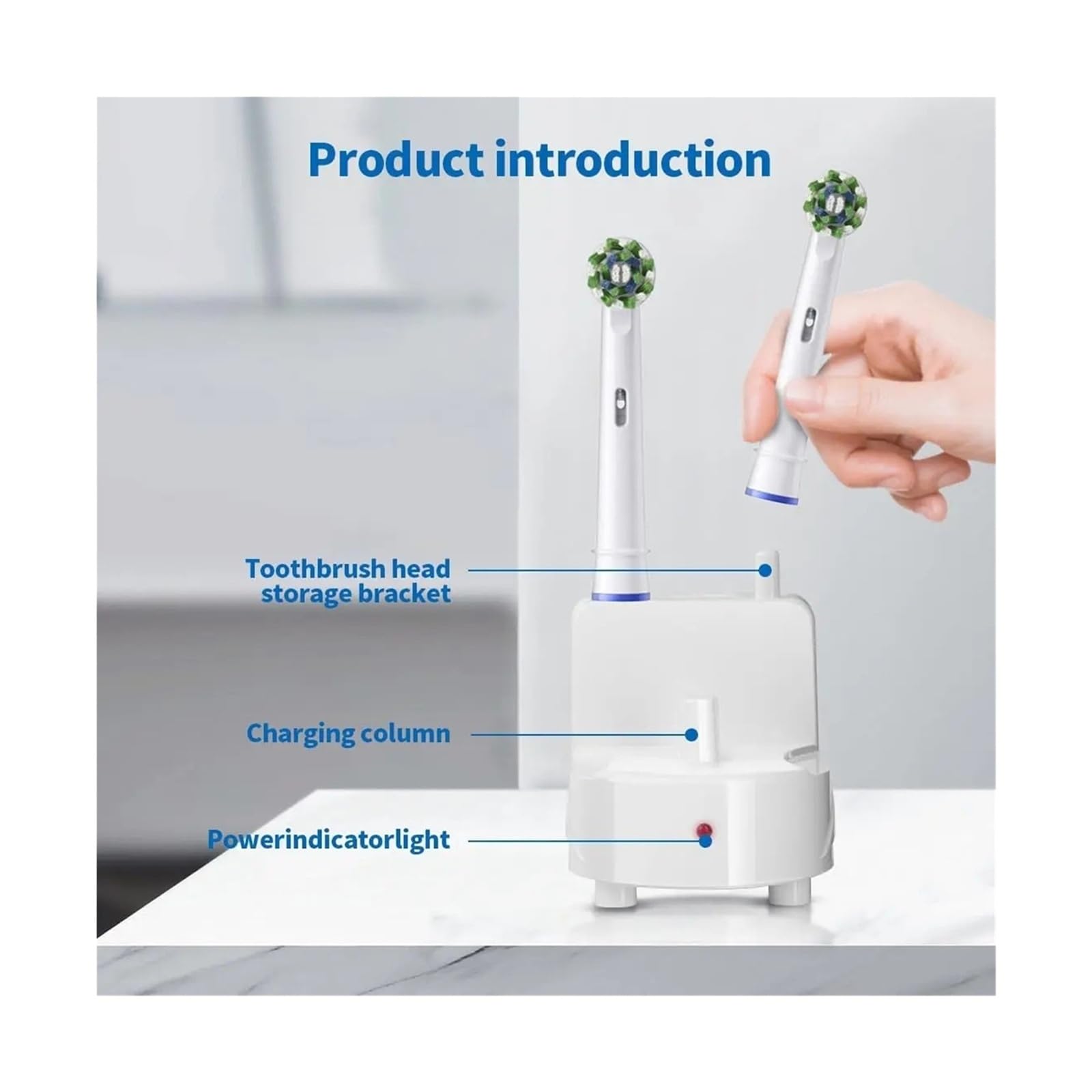 Caricabatterie da parete per spazzolino elettrico, compatibile con Oral-B e Braun, resistente all'acqua (US White)