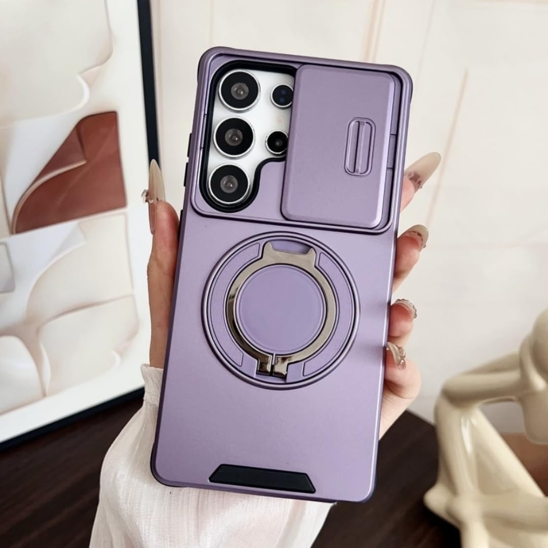 Protection Galaxy A55 violette avec support magnétique et cache caméra - 8