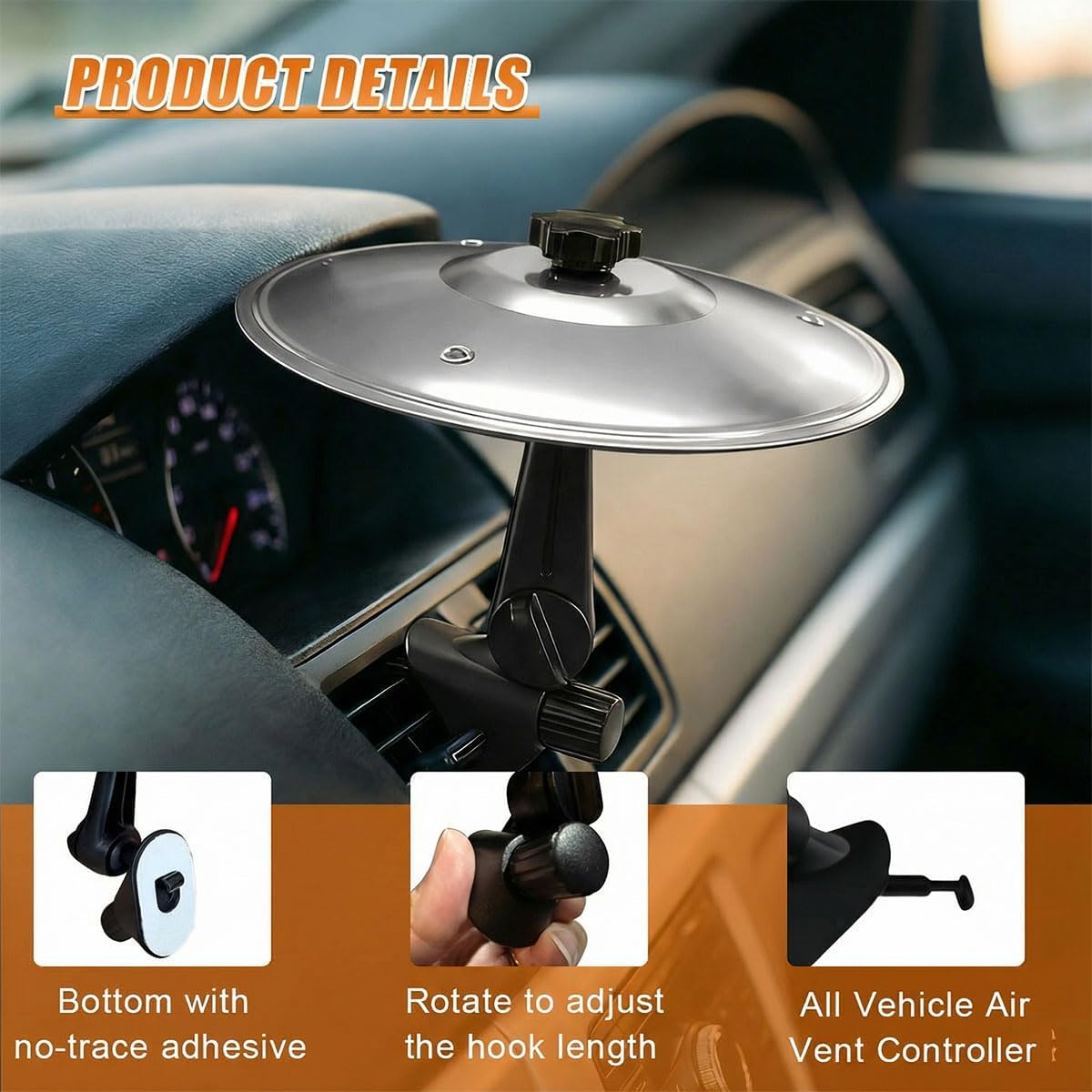 YoRise Car Cymbal for Air Vent, Funny Mini Auto Dashboard Crash Drum Cymbal with Clip-On Design, Anti-Rattle Vehicle Interior Accessory Decoration for Music Lovers & Drummers (Silver) image 3