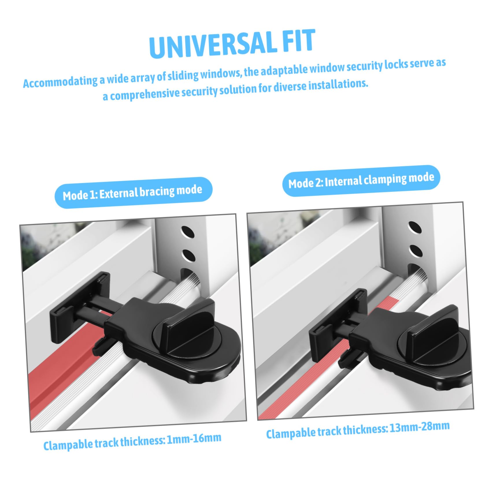 NUOBESTY 4 Ensembles Serrures De Fenêtre Ajustables Pour Fenêtres Coulissantes Verrous De Universels Avec Protection 2 Pièces * 4