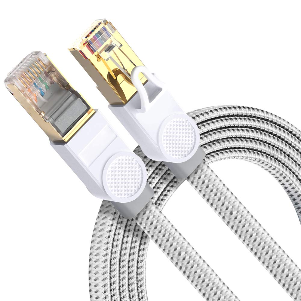 CAT8 Ethernet Cable 【1 Year Hassle-Free Warranty】DanYee High Speed LAN Network Patch Cable 40Gbps 2000Mhz S/FTP LAN Wires [Fluke Certified] CAT8 RJ45 Ethernet Cable (7M, WHITE)