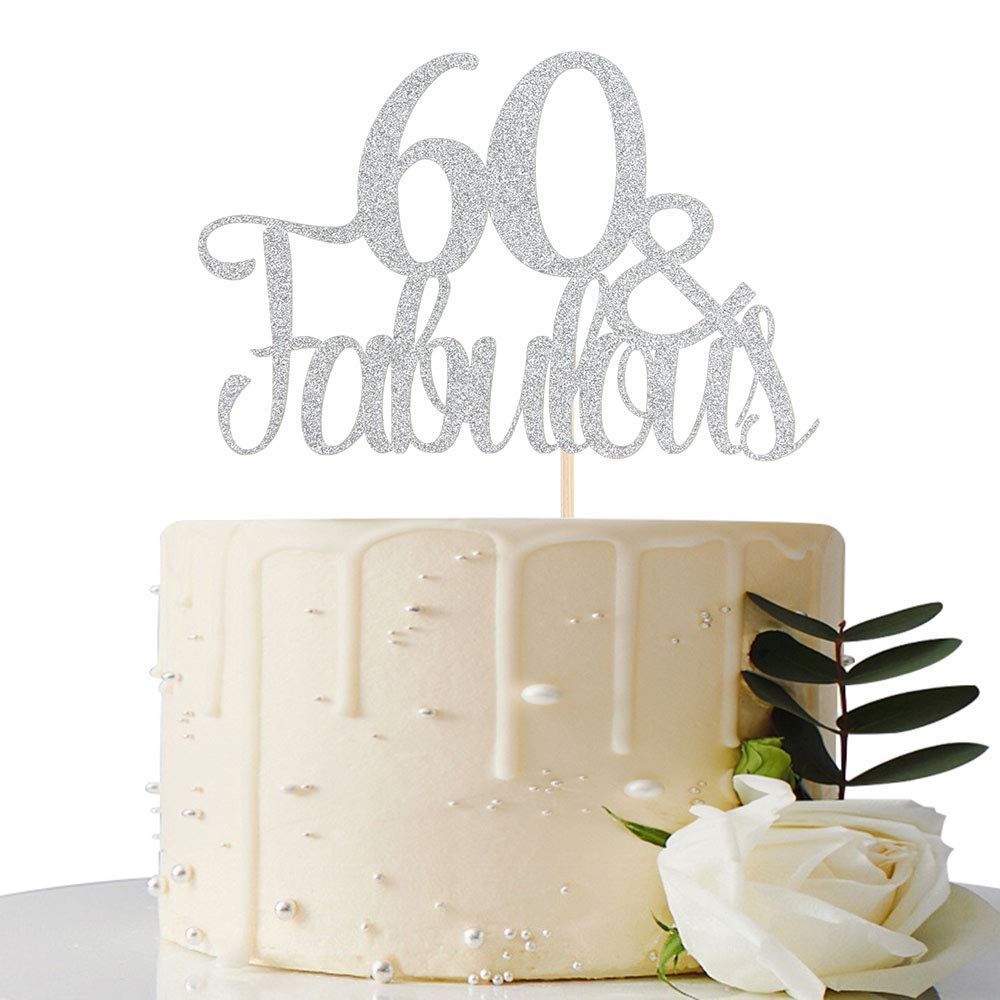 Festiko®Silver Glitter 60 & Fabulous Cake Topper - 60th Birthday / 60th Anniversary Cake Decoration, 60th Anniversary Party / 60th Birthday Party Decorations (B09H38TJ2X) Amazon Price History, Amazon Price Tracker