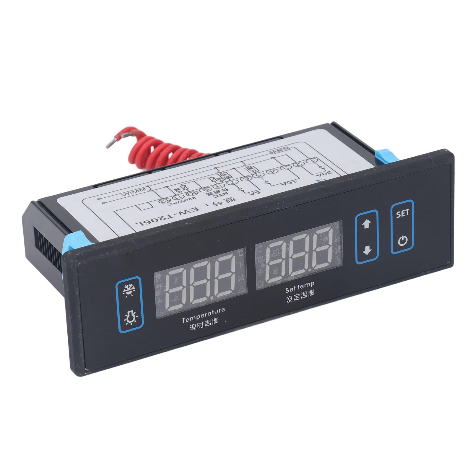 Ejoyous Termostat z Cyfrowym Wyświetlaczem, Regulator Temperatury ABS PID AC220V z Podwójnymi Czujnikami , Termostat Ogrzewania i Chłodzenia, Automatyczne Odszranianie, 60 ℉ do 125 ℉ dla Systemów