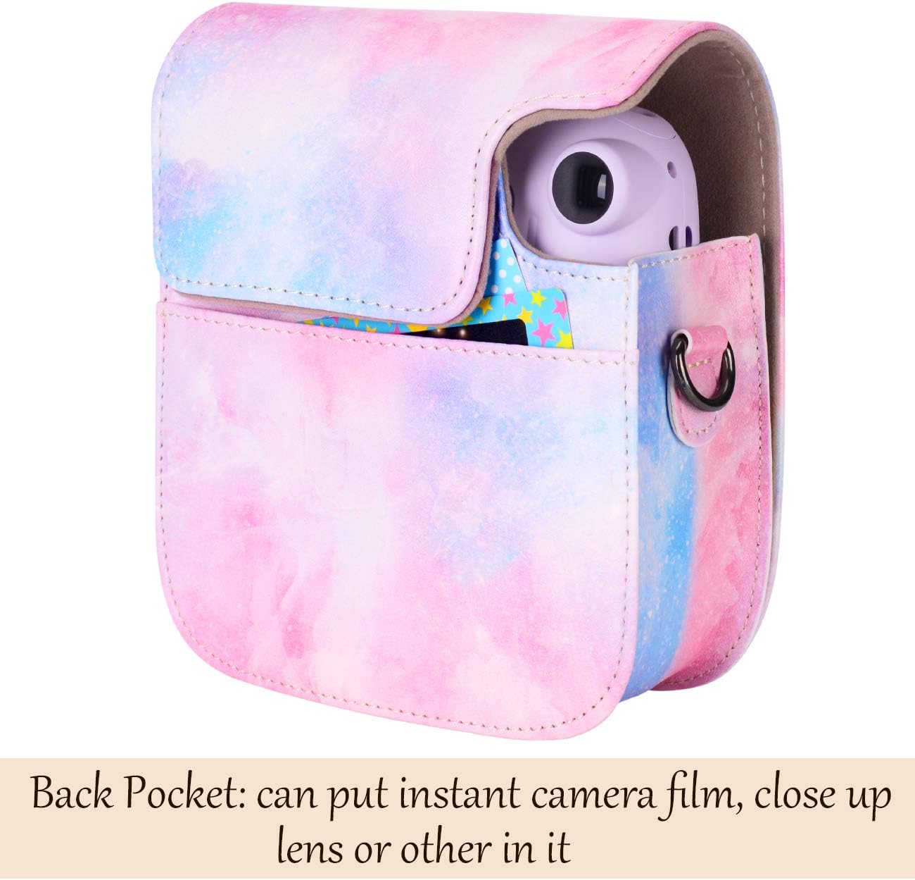 Tiessic Mini 11 Case Compatible with Fujifilm Instax Mini 11 Instant Camera with Shoulder Strap and Pocket - Light Starry Sky