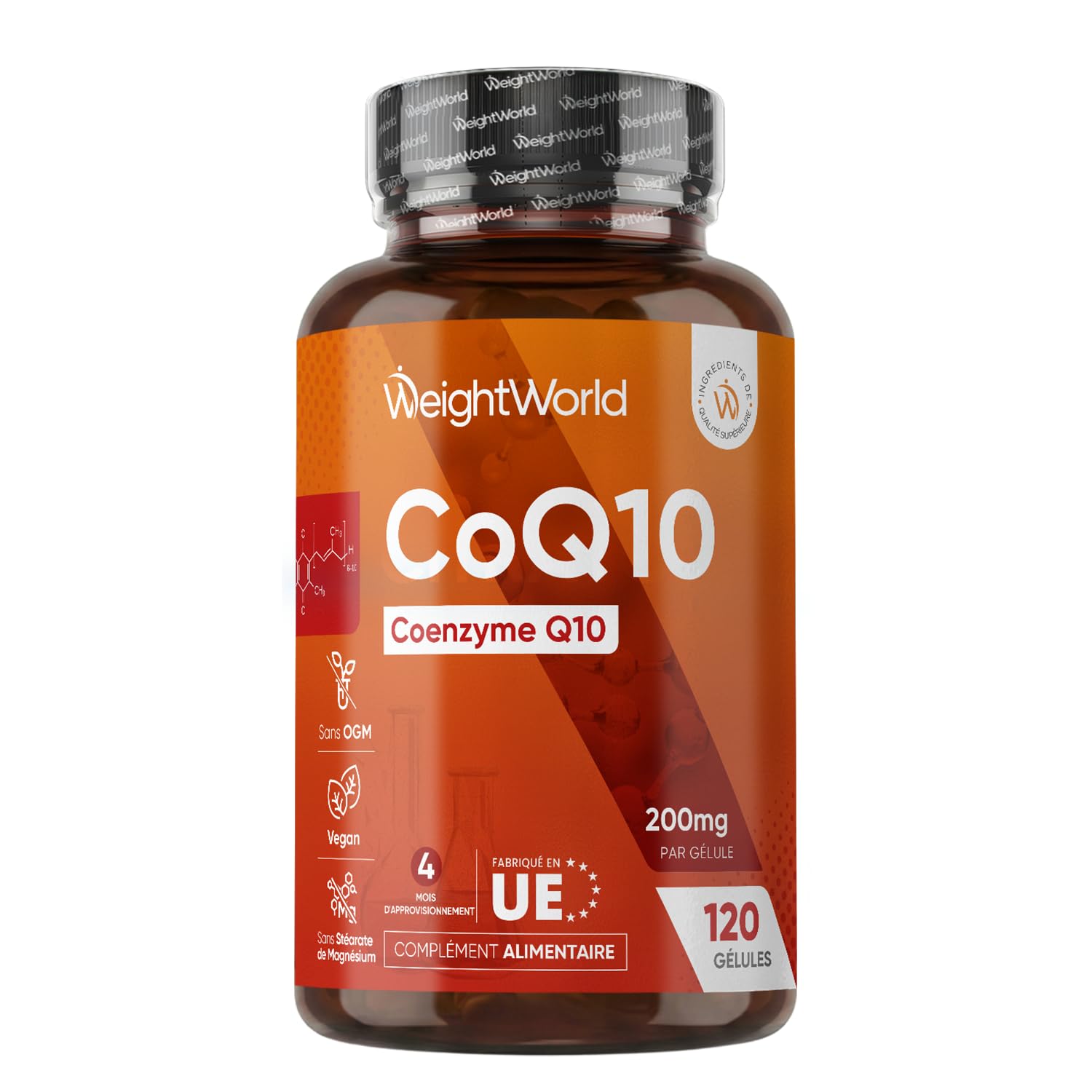Coenzyme Q10 200mg, 120 Gélules, Ubiquinone CoQ10 Précurseur de l'Ubiquinol | Q1