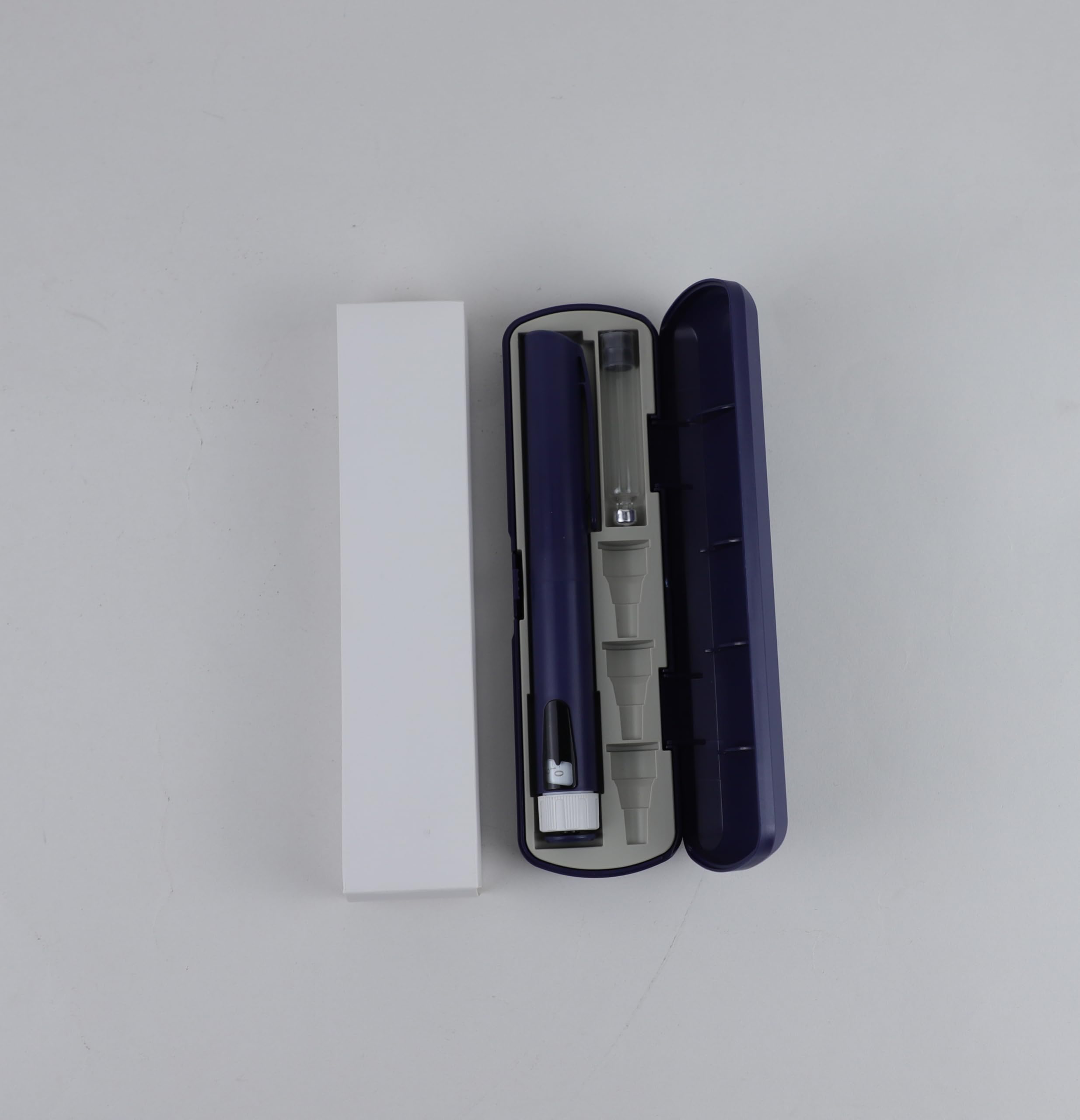 Riutilizzabile Set penna per insulina con 5 cartucce in vetro 3 ml | Penna dosatrice riutilizzabile, dosaggio preciso, 1 passo, design ergonomico, antiscivolo e portatile, blu