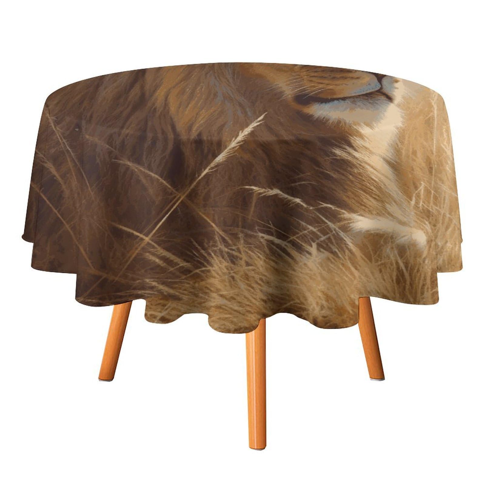 SMAZDFXX Prairie Lion Tablecloth for Restaurant, Round Polyester Table Cover 50x50in for Party