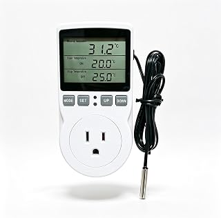 Gikfun Digital Temperature Controller for Greenhouse Incubator Home Brewing | LCD Display Heating Cooling Control Timer, 15A 1800W Plug in Thermostat Temperature Controller
