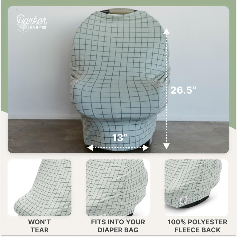 Parker Baby Co Multi-Use Cover Carseat Cover Nursing Cover: Sage Windowpane image 4