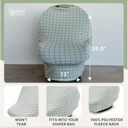 Miniatura 4 de Parker Baby - Funda de asiento de automóvil 4 en 1 para niñas y niños, toldo elástico para asiento de automóvil, funda de lactancia, funda para
