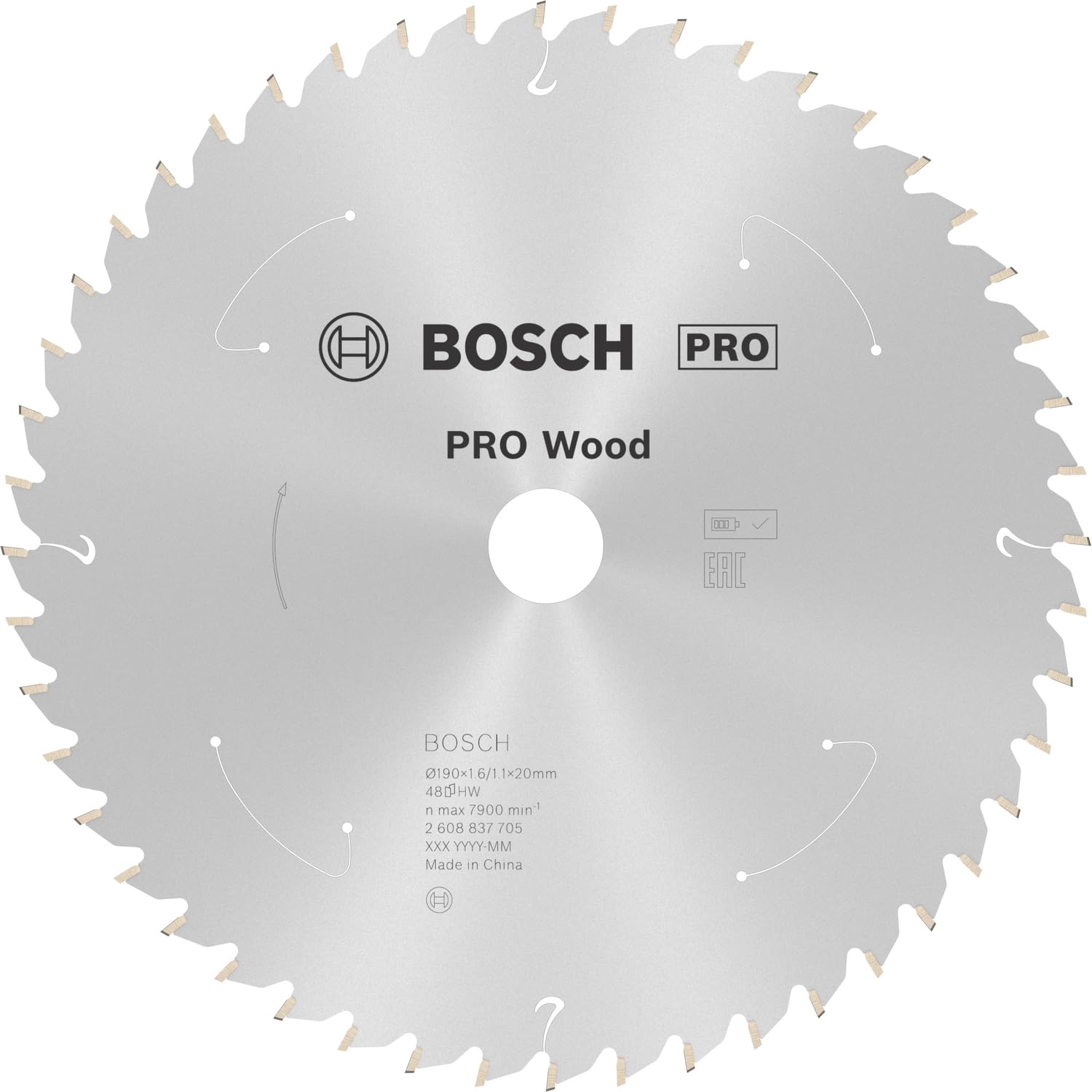 Bosch Professional Disco de sierra circular Standard for Wood (madera, 190 x 20 x 1,​6 mm, 48 dientes, accesorio de sierra circular sin cable)