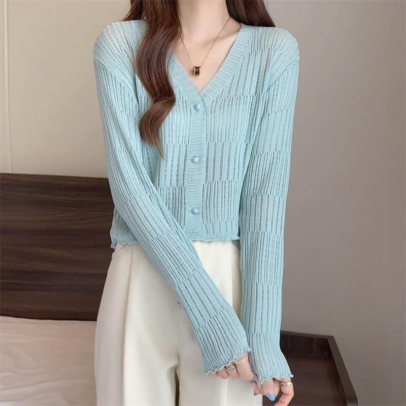Image of ICW Women's Knitted Ribbed Cardigan Long-Sleeve V-Neck Button-Up Shrug Jacket Top Dn85