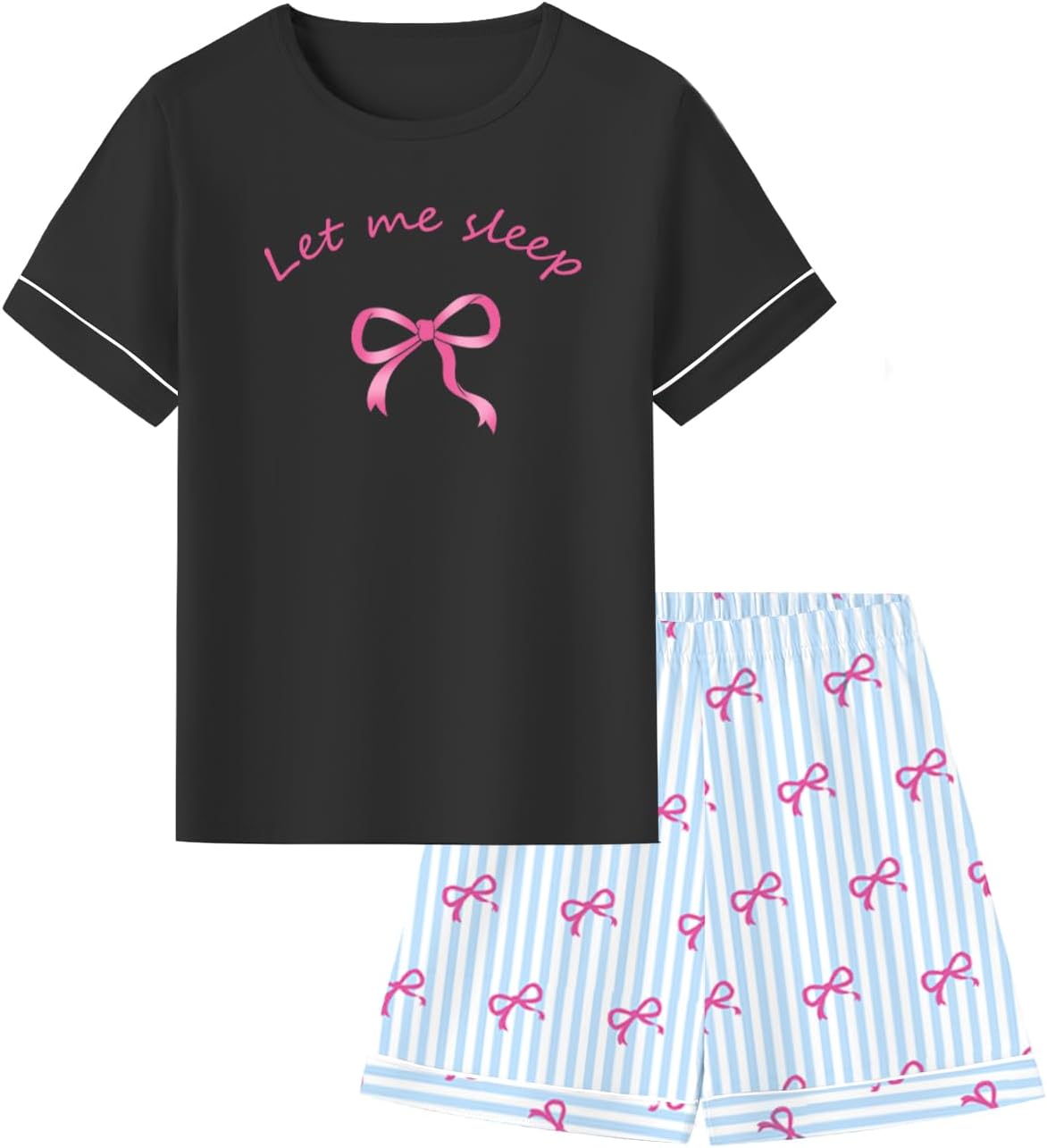 Umeyda Girls Pajama Set 100% Cotton 2 Piece Pjs Short Sleeve Sleepwear for Kids Age 5-14 Years