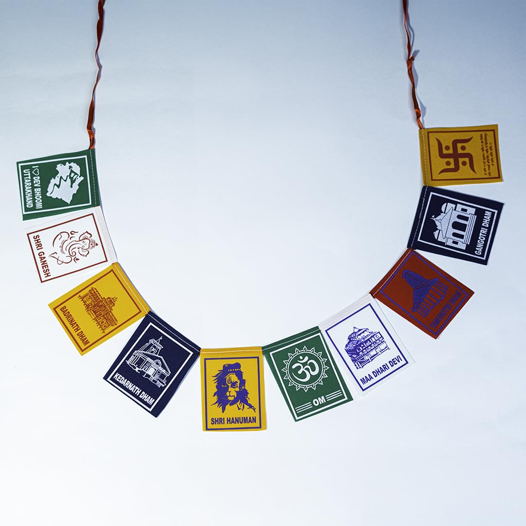 Hindu Religious Prayer Flags, Traditional Temple and Deity Design Banner, Decorative String Bunting-image-42