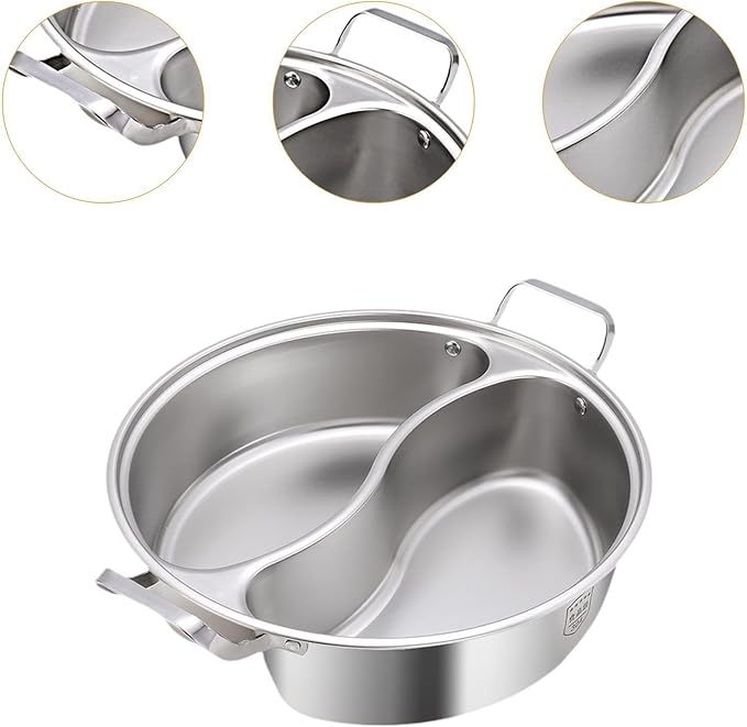 Olla Shabu Shabu de Acero Inoxidable con Divisor para Dos Sabores miniatura 3