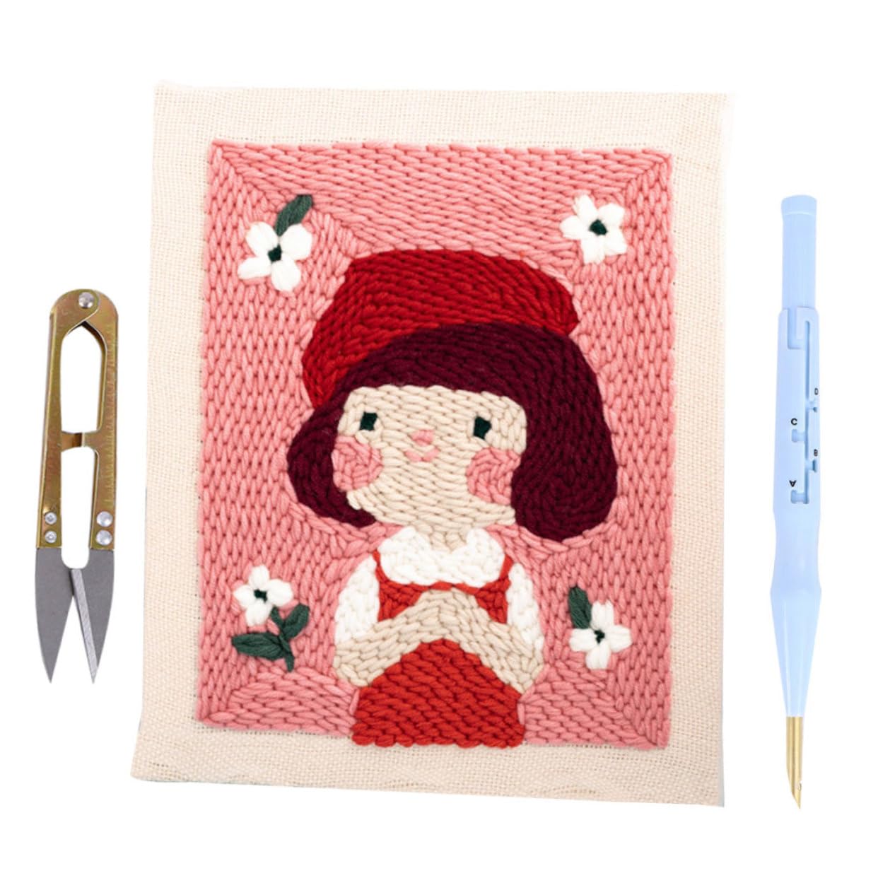 BELLIFFY Kit De Bordado Punch Para Set De Base Cuadrada Hilo Herramientas De Manualidades Para Crear Patrones Divertidos y Aprender Junto y Familia