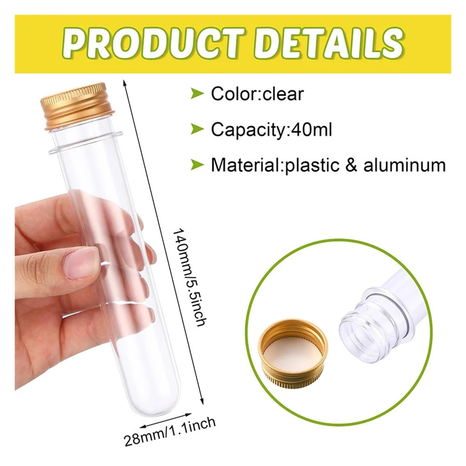 yingyingjia 10 Szt. 40 Ml Plastikowa Probówka Kapsułka Kabel Danych Słuchawki Maska ​​na Twarz Cukierki Sznurowadło Cylindryczna Przezroczysta Butelka Opakowaniowa