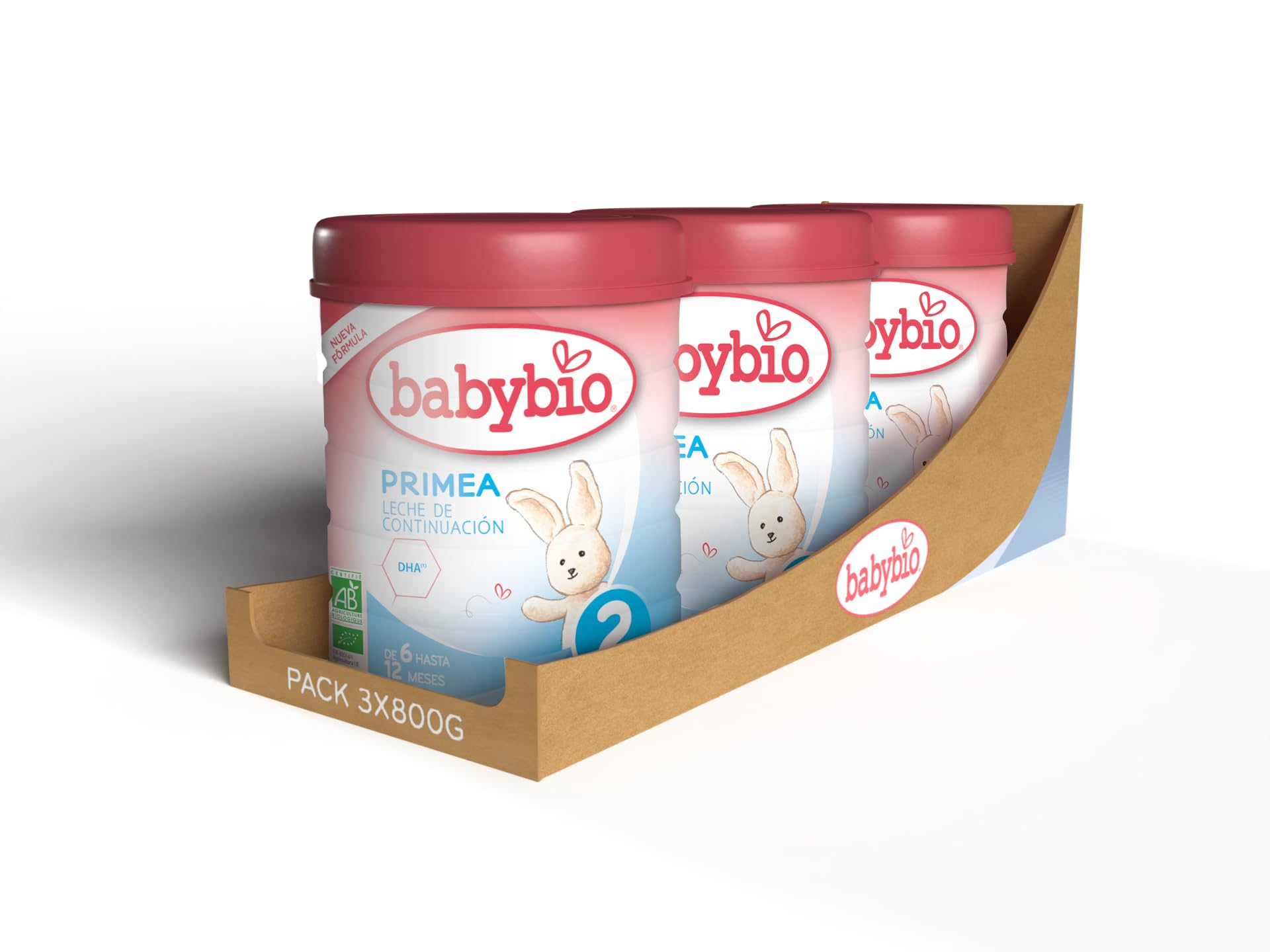 BABYBIO - Leche continuación Primea 2 (6 a 12 meses) - BIO - 3x800 g