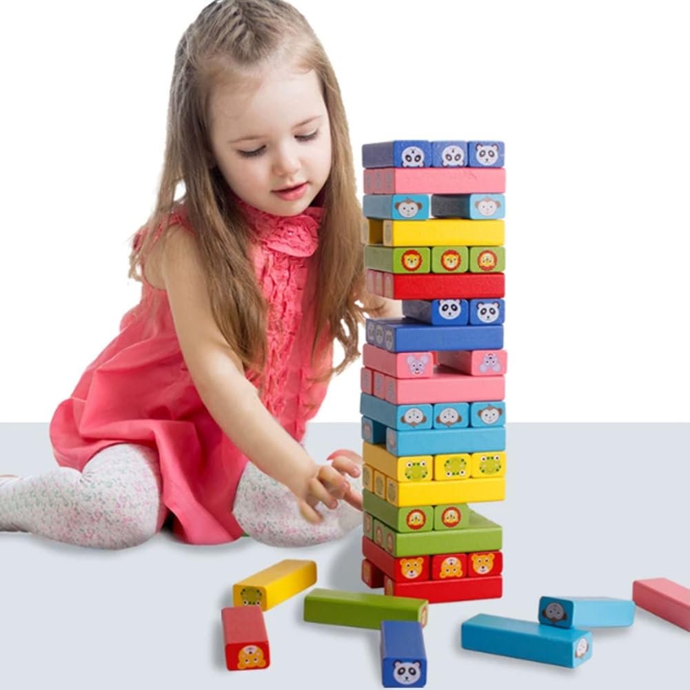 Jouet Construction Bois Montessori 3 en 1 coloré empiler équilibrer