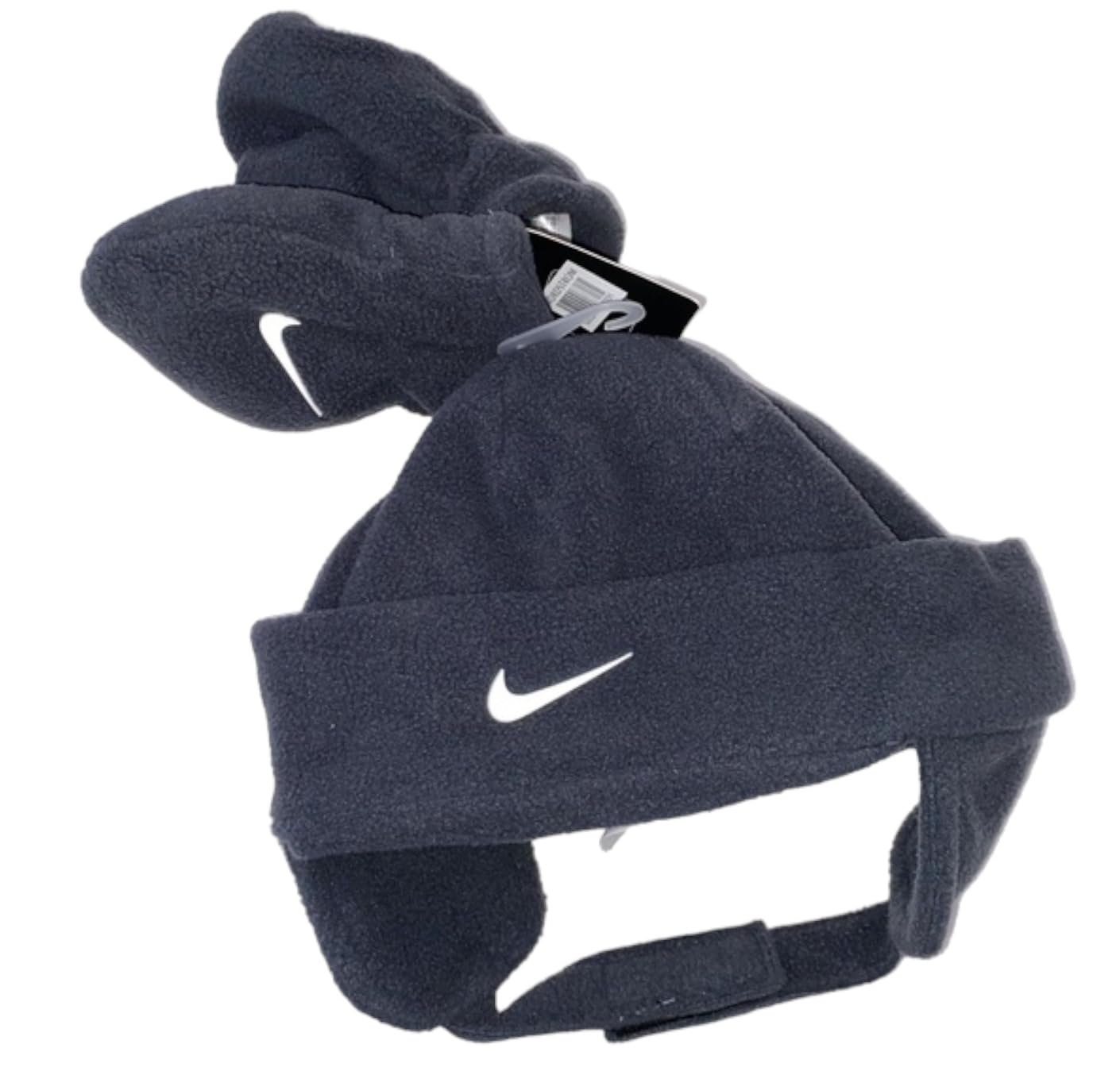 Nike Baby Fleece Chin Strap Trapper Hat and Mittens 2 Piece Set (Anthracite(7A2781-693)/White, 12-24 Months)