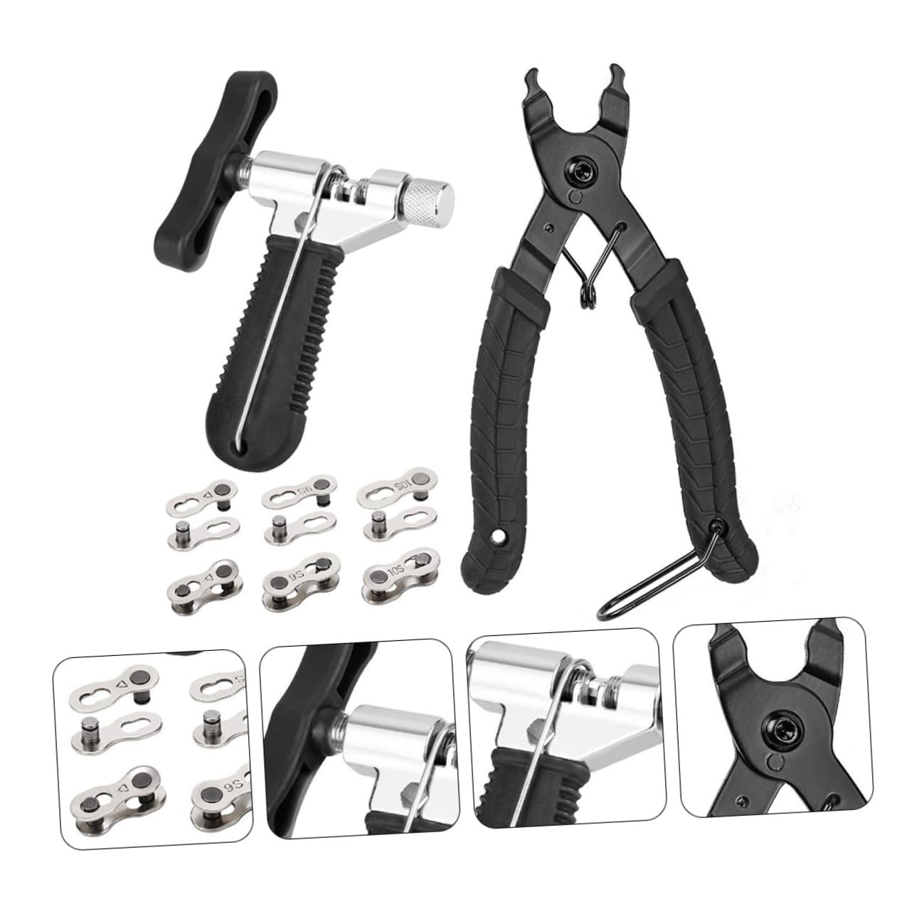 KOMBIUDA Extractor Cadena Alicates Eslabones Bicicleta Herramienta Extraer Cadena Kit Reparación Bicicleta