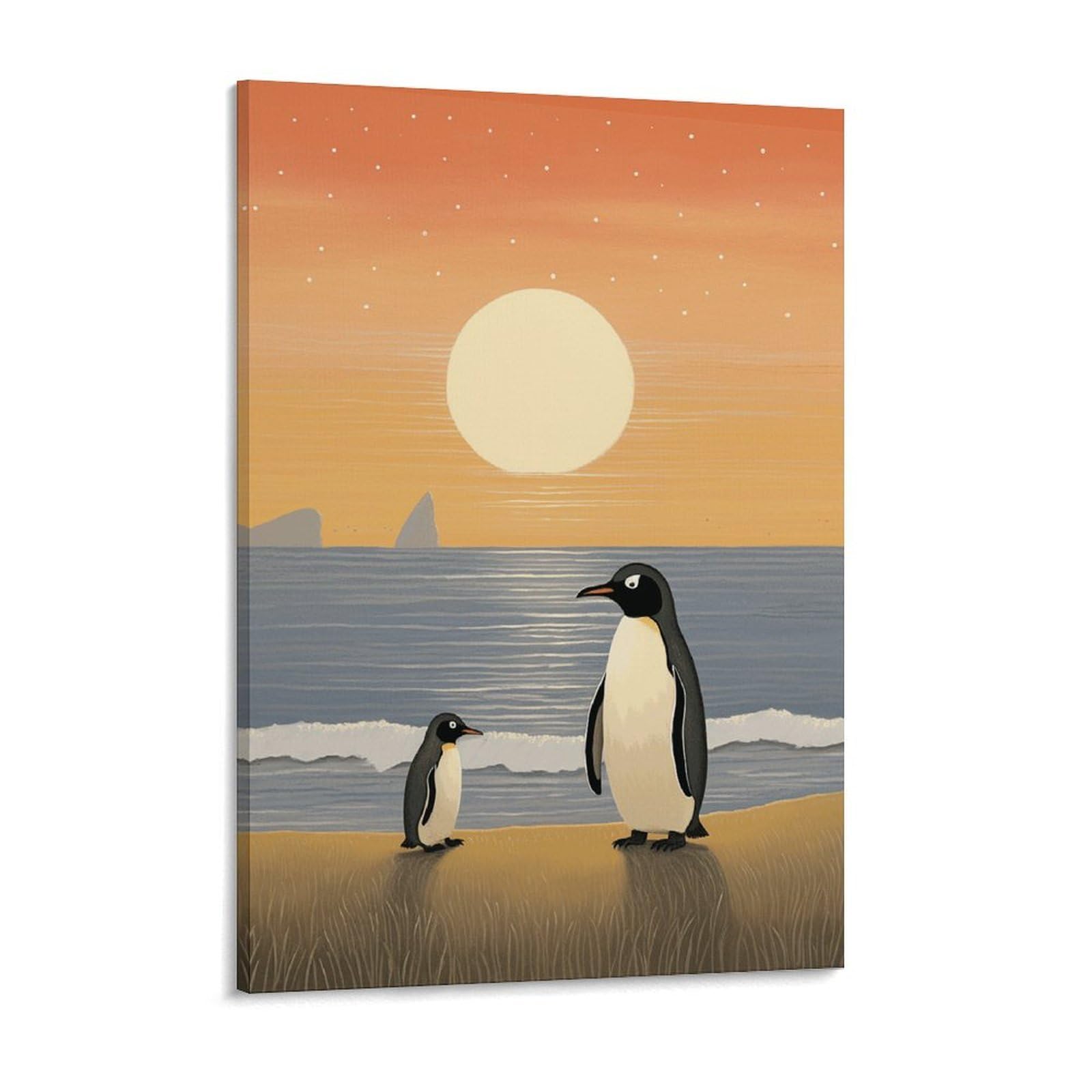 Two Penguins Pictures Canvas Wall Art for Bedroom 12x16inch Canvas Prints Artwork for Walls Modern Picture Artwork Painting for Living Room Aesthetic Wall Paintings for Bathroom Kitchen Offic