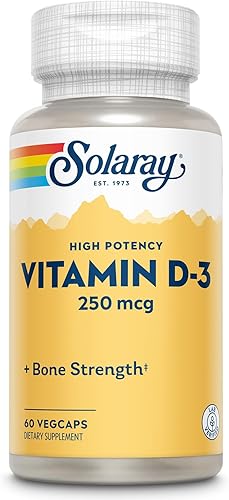 SOLARAY Vitamina D3 10000IU (250 mcg) - Vitamina D de alta potencia - con VIT D3 como colecalciferol - Huesos fuertes y suplemento de apoyo