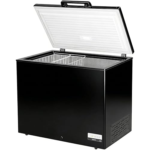 Chest Freezer 10 or 14 cu ft with Removable Hanging Basket & Wheels, -11°F Deep Freeze, 39dB Quiet, Auto-Close Self-Locking Lid, Garage Ready for Home Kitchen Apartment (Black, 10, Cubic Feet)