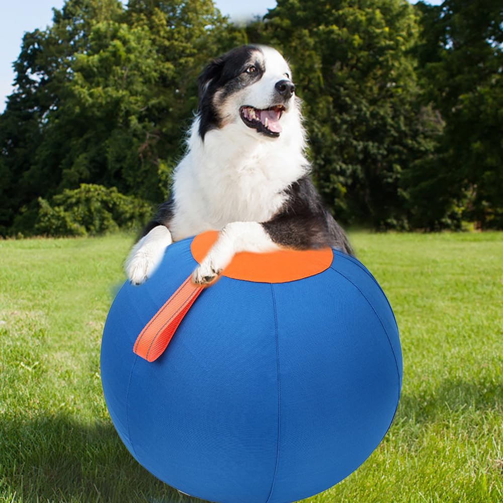 DONGKER Balle D'élevage de Chiens de 18 Pouces,Balle Gonflable pour Chevaux et Chiens a Haute Élasticité avec Poignée pour Chiens et Chevaux de Petite,Moyenne et Grande Taille