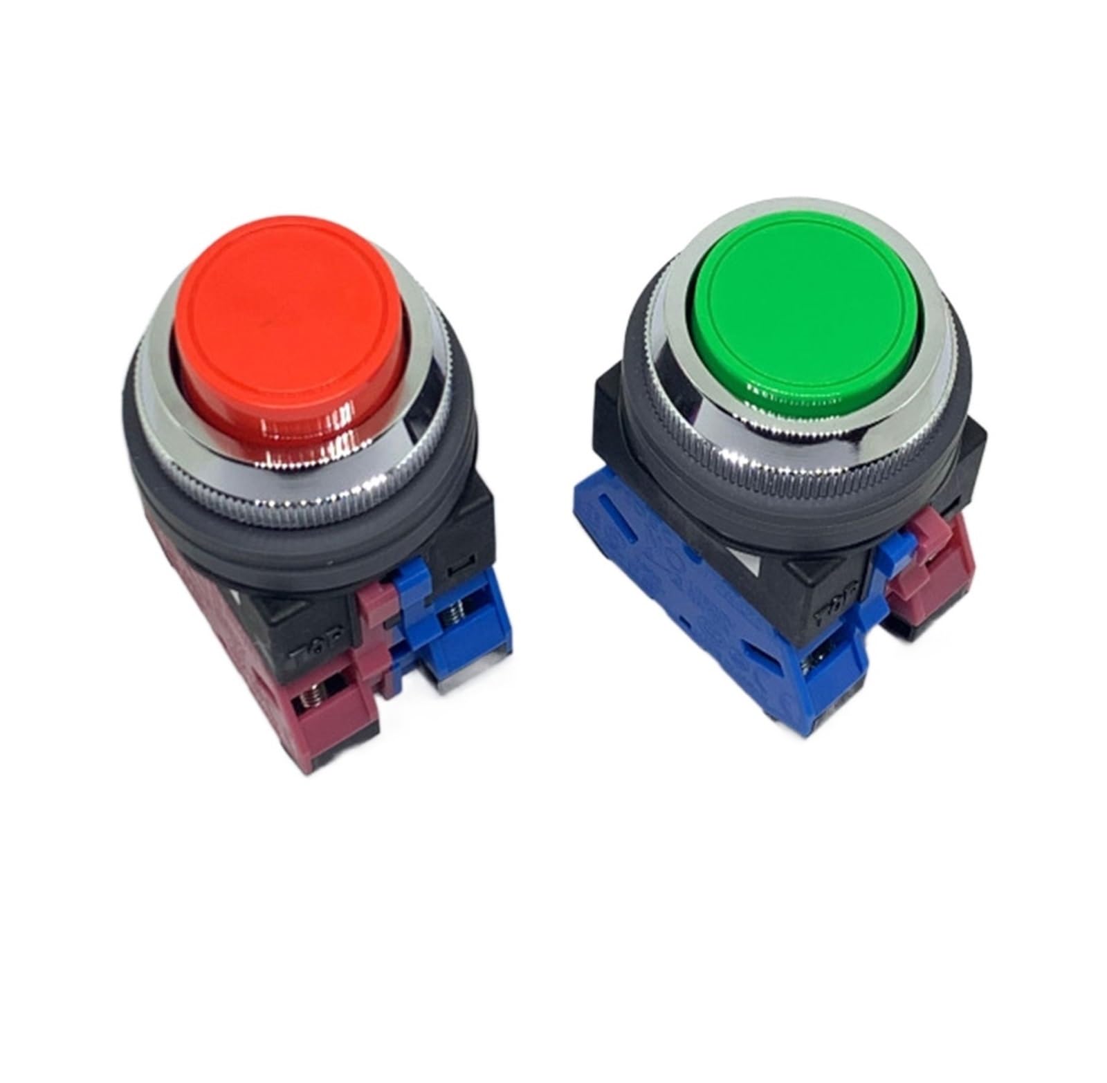 Interruptor de parada, Interruptor pulsador de parada emergencia con restablecimiento automático, serie ABN, paquete 2, multicolor(Abn122g)