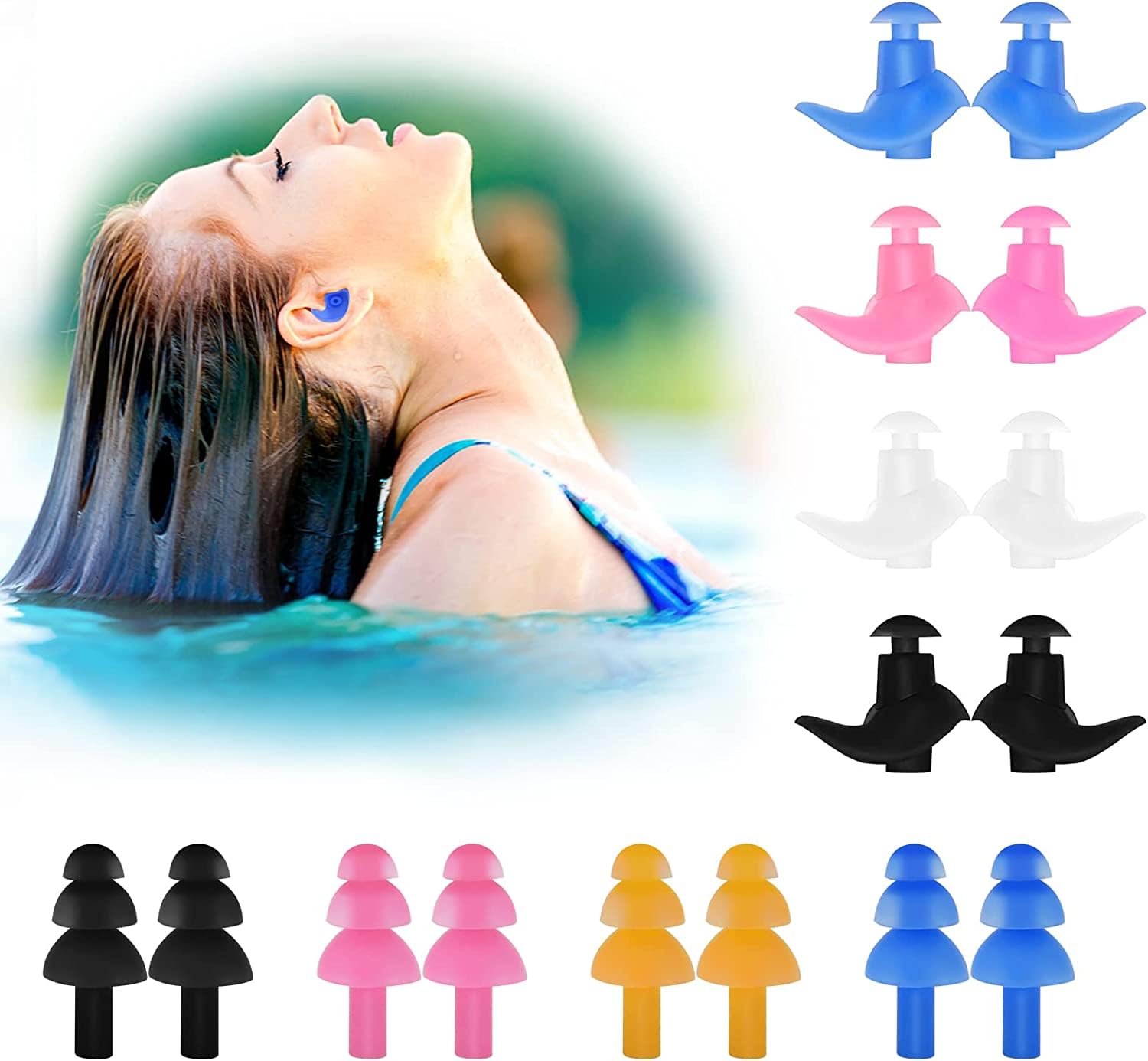 soft earplug for meditation, swimming, studying, sleeping ear plug 8 pair multicolour