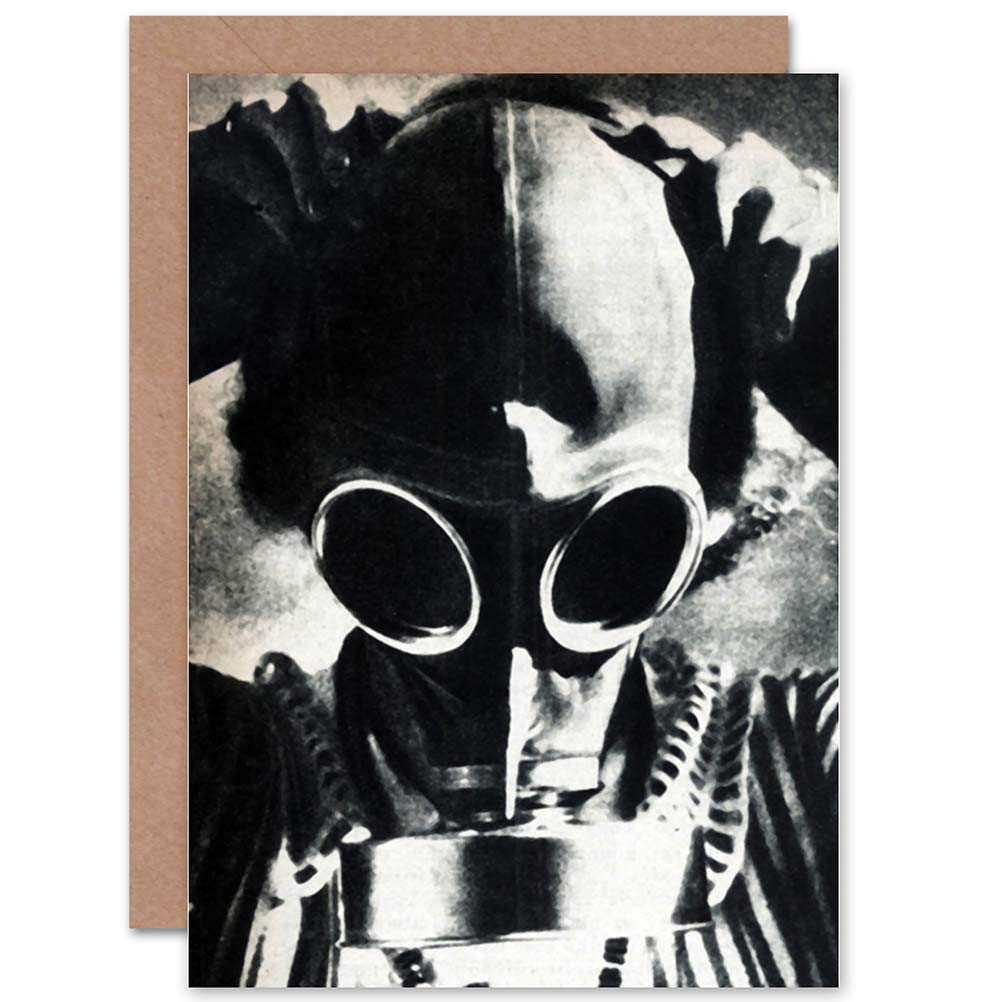 CREEPY GAS MASK FACE GOTHIC GREETING CARD