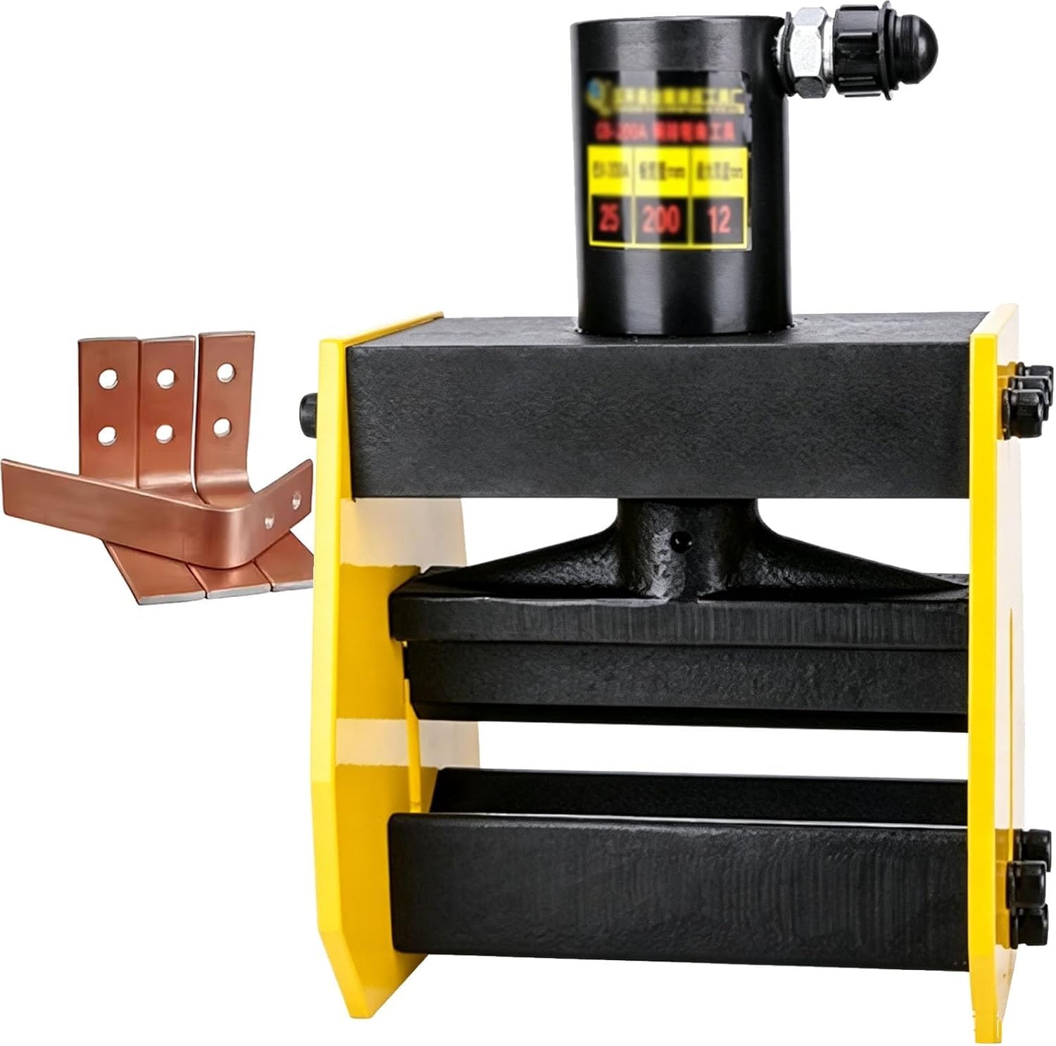 Curvatrice idraulica per barre collettrici in rame e alluminio di spessore 12 mm, piegatrice idraulica da 20 tonnellate, strumento professionale di piegatura a due componenti.