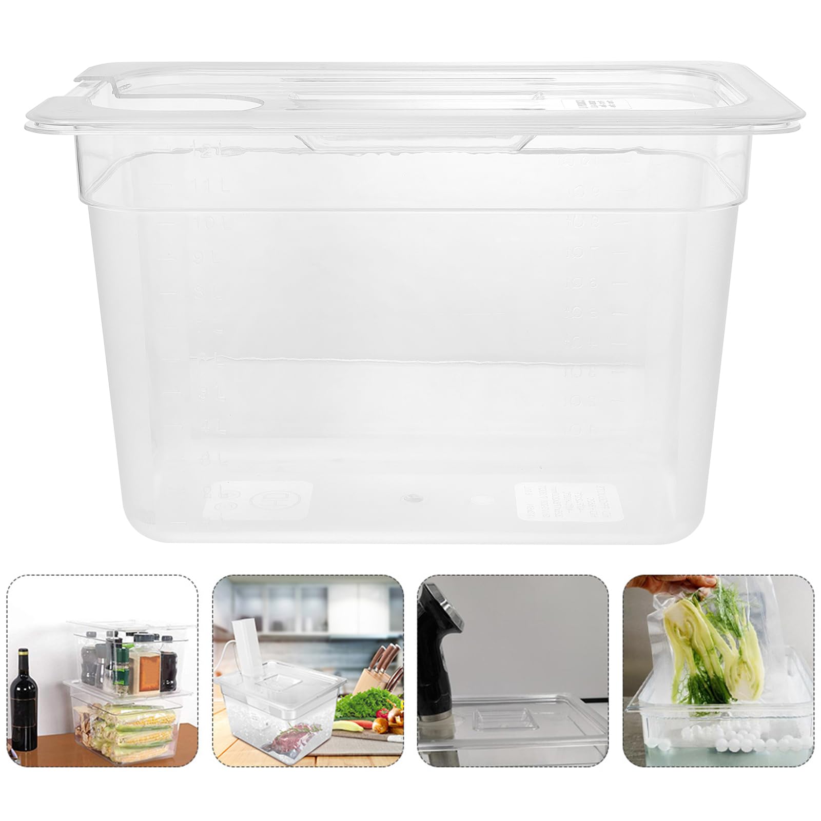 Luxshiny Conteneur De Cuisson Sous Vide Transparent Avec Couvercle Porte-Cuisinière Lente Pour Rangement Cuisine Visibilité Claire Pour Bain- Sous Vide 12.80 X 7.87 X 6.89 in