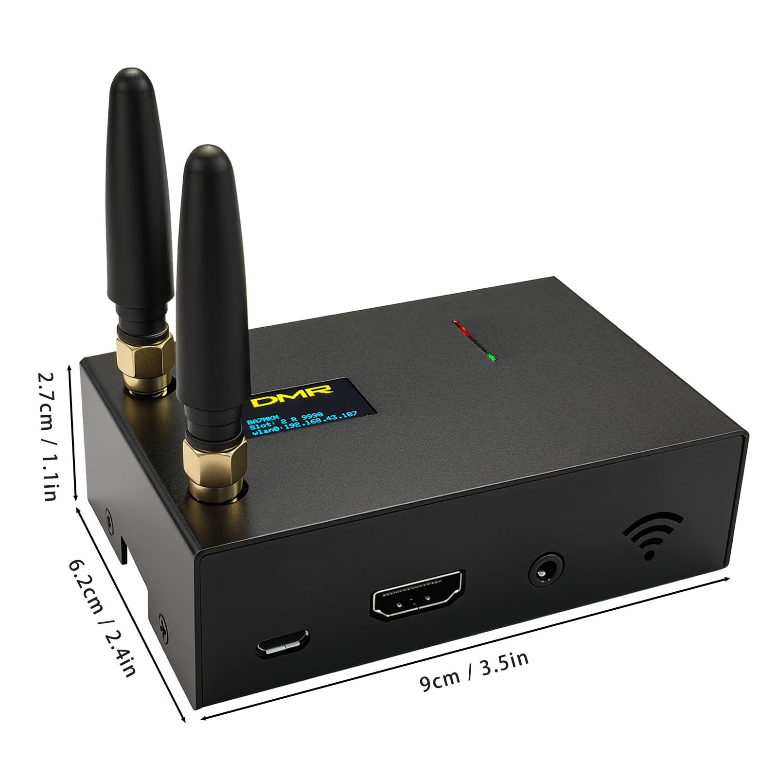Duplex MMDVM Hotspot Module Dual Hat V1.5.2 con display OLED WiFi & Ethernet WLAN Port Aluminum Shell Supports DMR D-Star YSF P25 NXDN Dual Time Slots with Raspberry Pi 3B