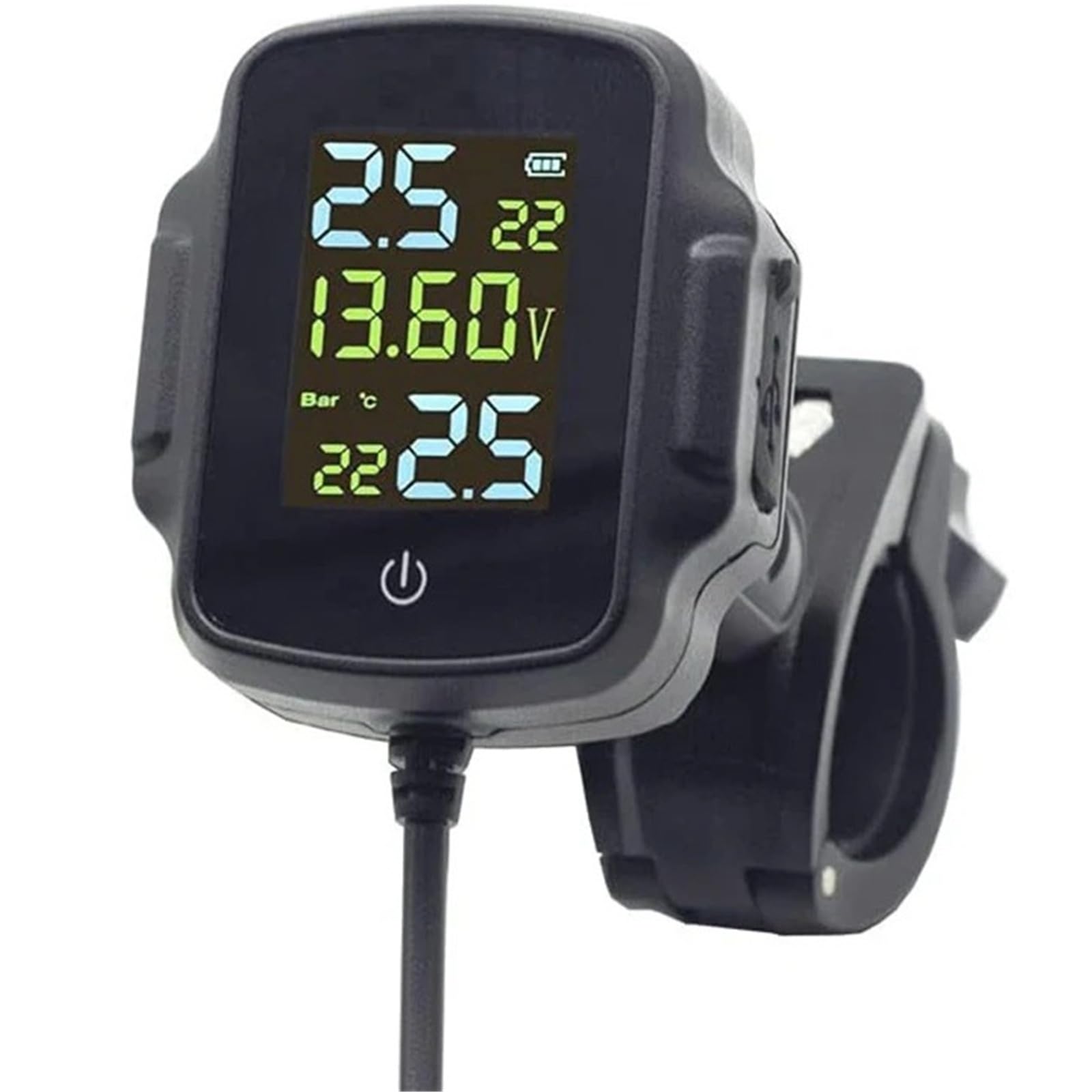 Sistema di Allarme for la Temperatura dei Pneumatici TPMS for Moto con Ricarica USB e Uscita Rapida monitoraggio dell'Allarme for for(K05-External)