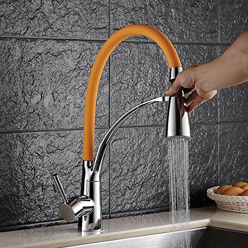 Robinet de cuisine LED haut de gamme en cuivre brossé avec mitigeur eau chaude