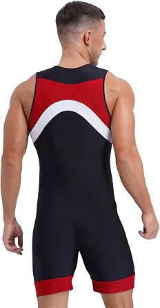 Vxuxlje Mens One Piece Swimsuit Half Swim Suit Diver Man Bathing Swimwear Zipper Front Bodysuit Swim Leotard