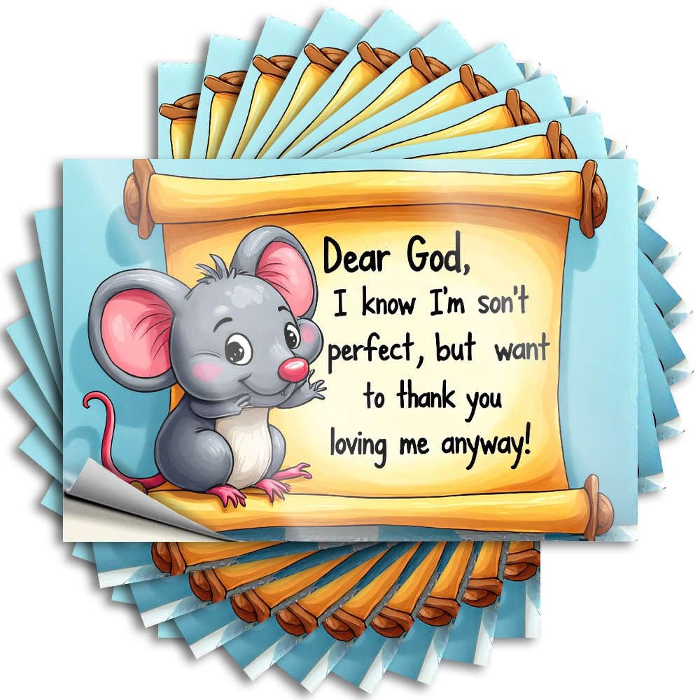 Sticker Bottle Unique A Cute Mouse Holding A Scroll with A Heartfelt Message. for Checkered - Fall Easy Peel Removable(8X12CM)