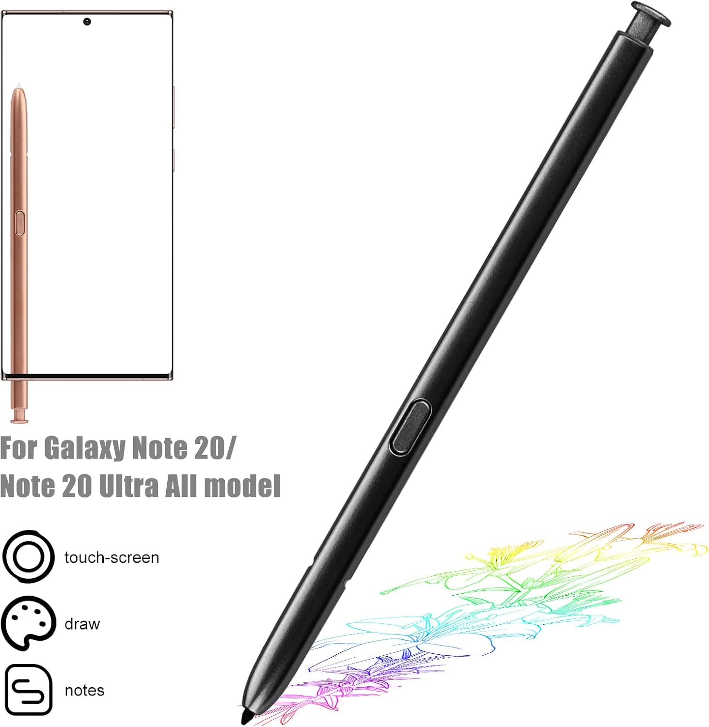 Samsung S-Pen Replacement for Galaxy Note 20 and Note20 Ultra 5G S Pen Stylus, Bluetooth (EJ-PN980), Includes Microfiber Cloth - Bulk Packaging - (Copper)